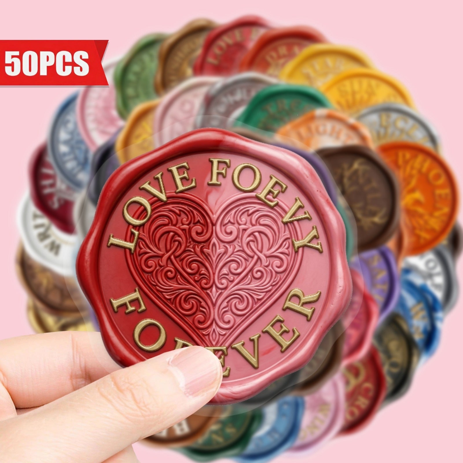 260526 50 Vintage Sealing Wax PET Stickers