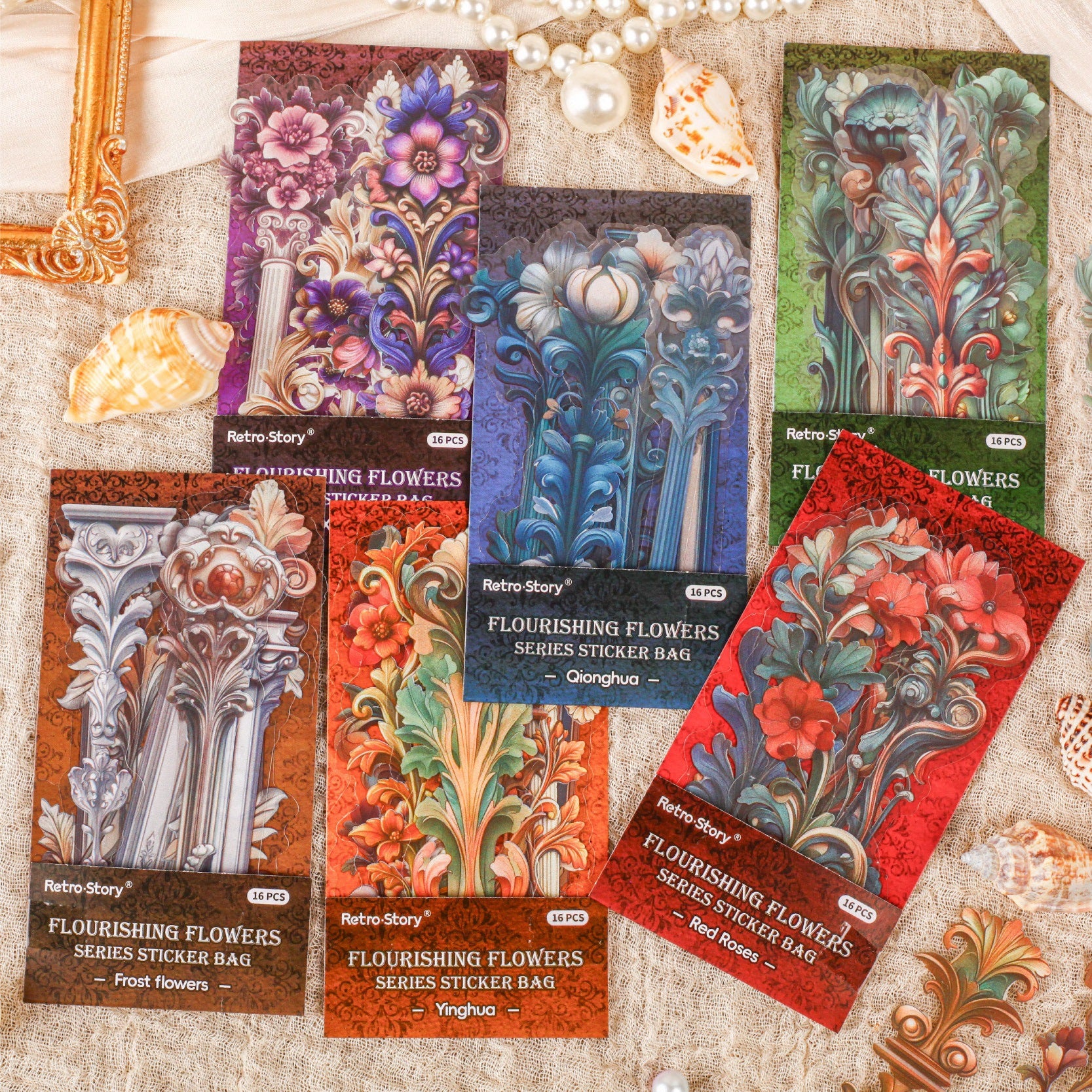 0530 Flourishing flowers PET Sticker -16cs each pack