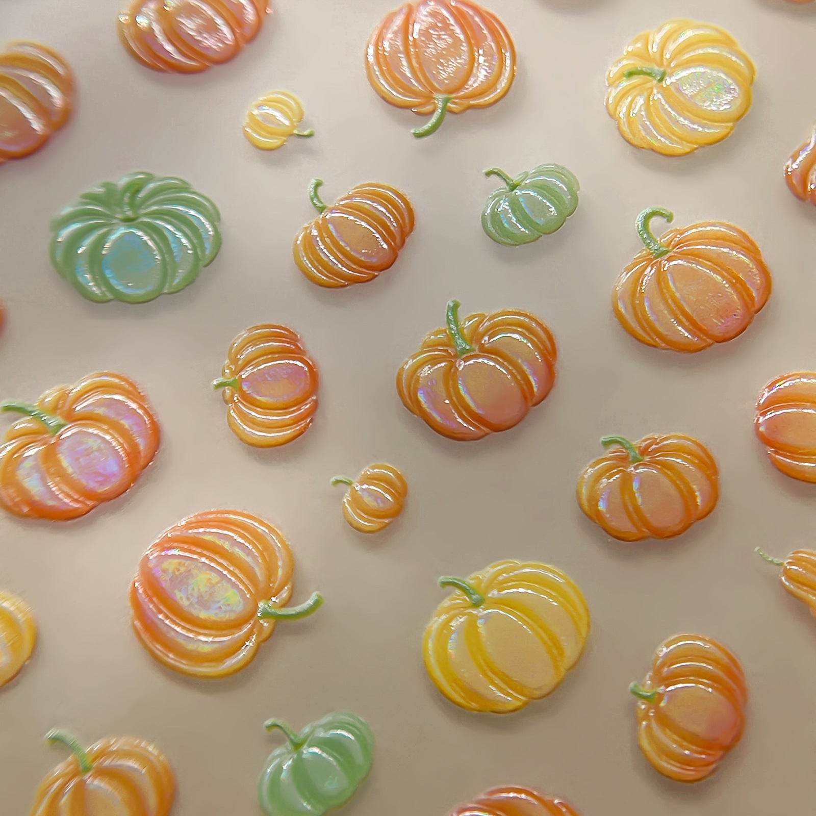 M316- Halloween Iridescent Pumpkin Embossed Mini sticker 1 Pcs
