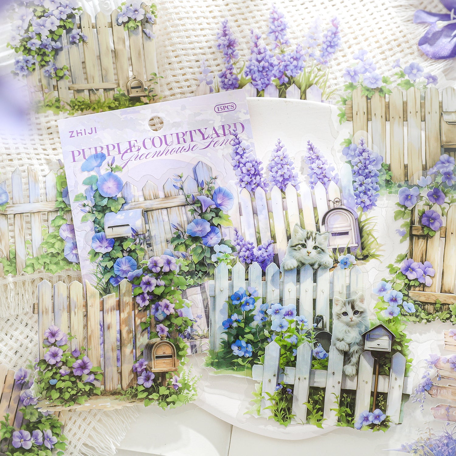 0407 Garden fence Series PET Sticker -15Pcs each pack