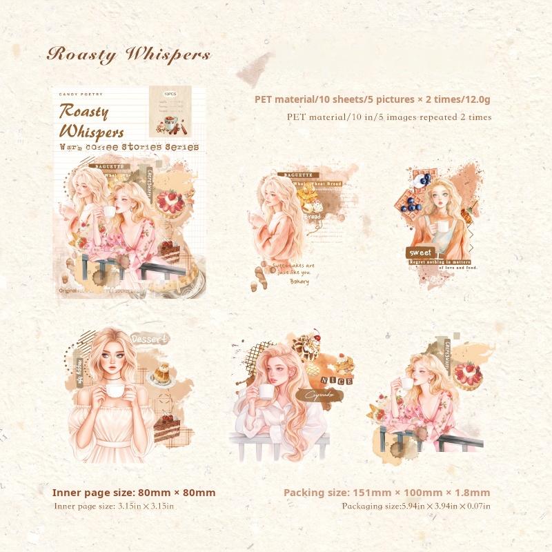 Autumn Warm Coffee PET sticker -10Pcs each pack