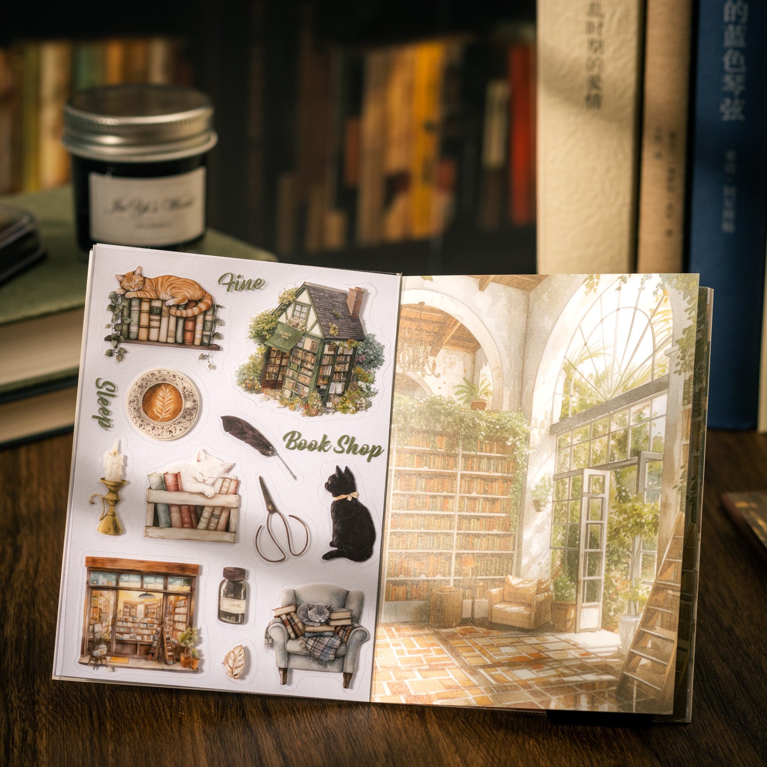 0527 Bookshops PET & Washi Sticker Book -20Pcs each pack