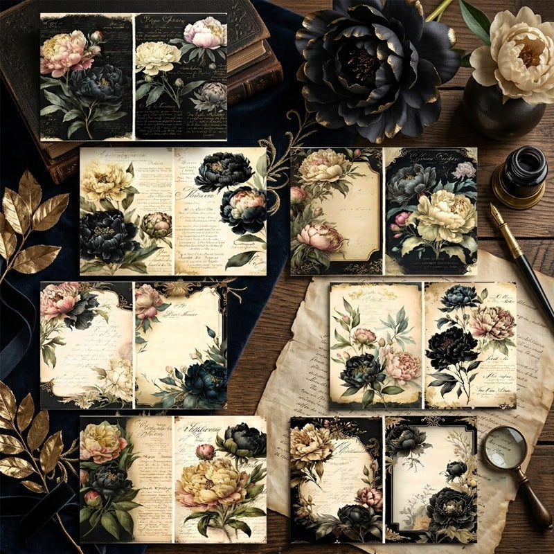 A5 Peony Background Paper -8Pcs each pack