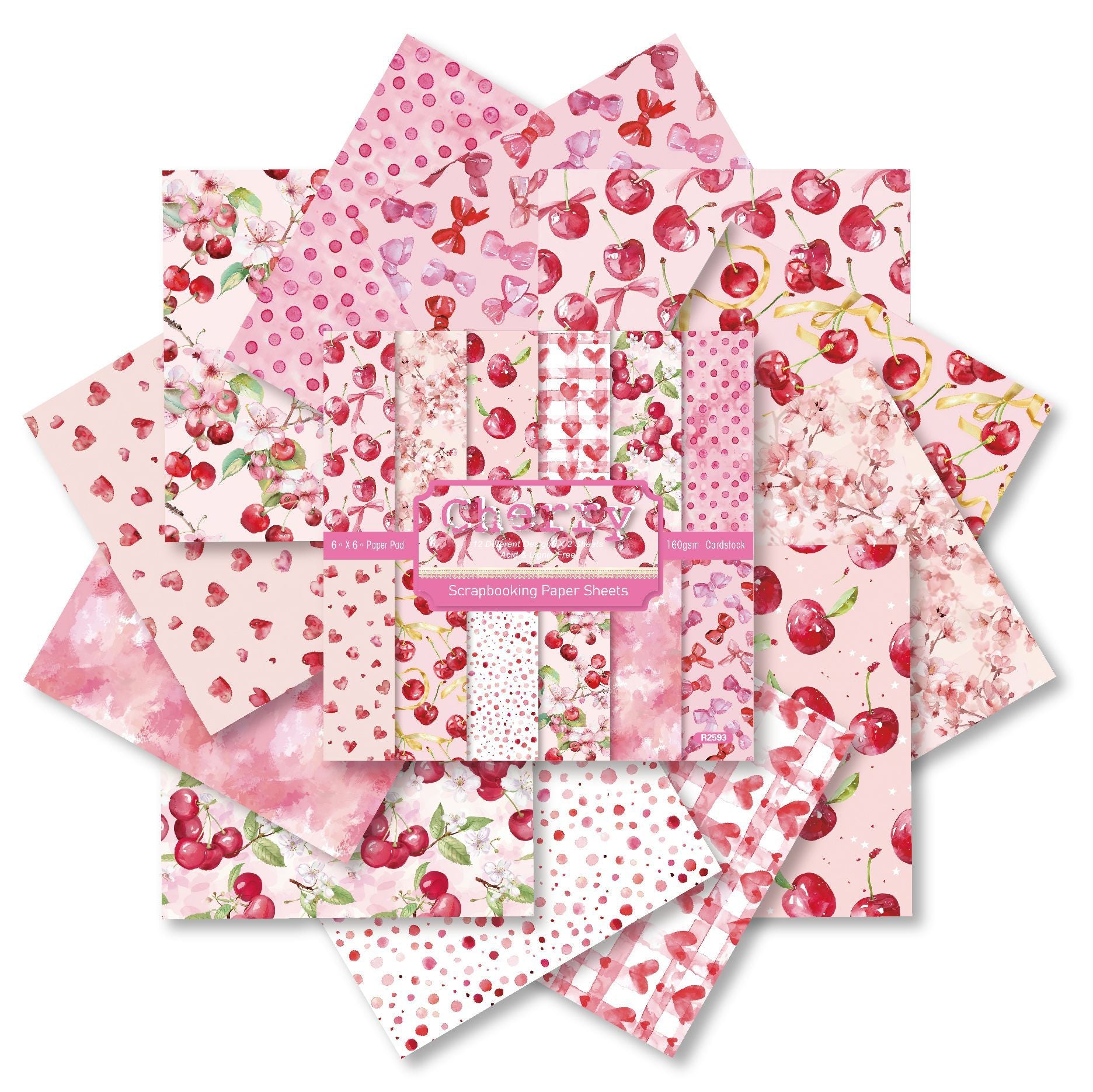 Cherry background paper R2593 -24Pcs each pack
