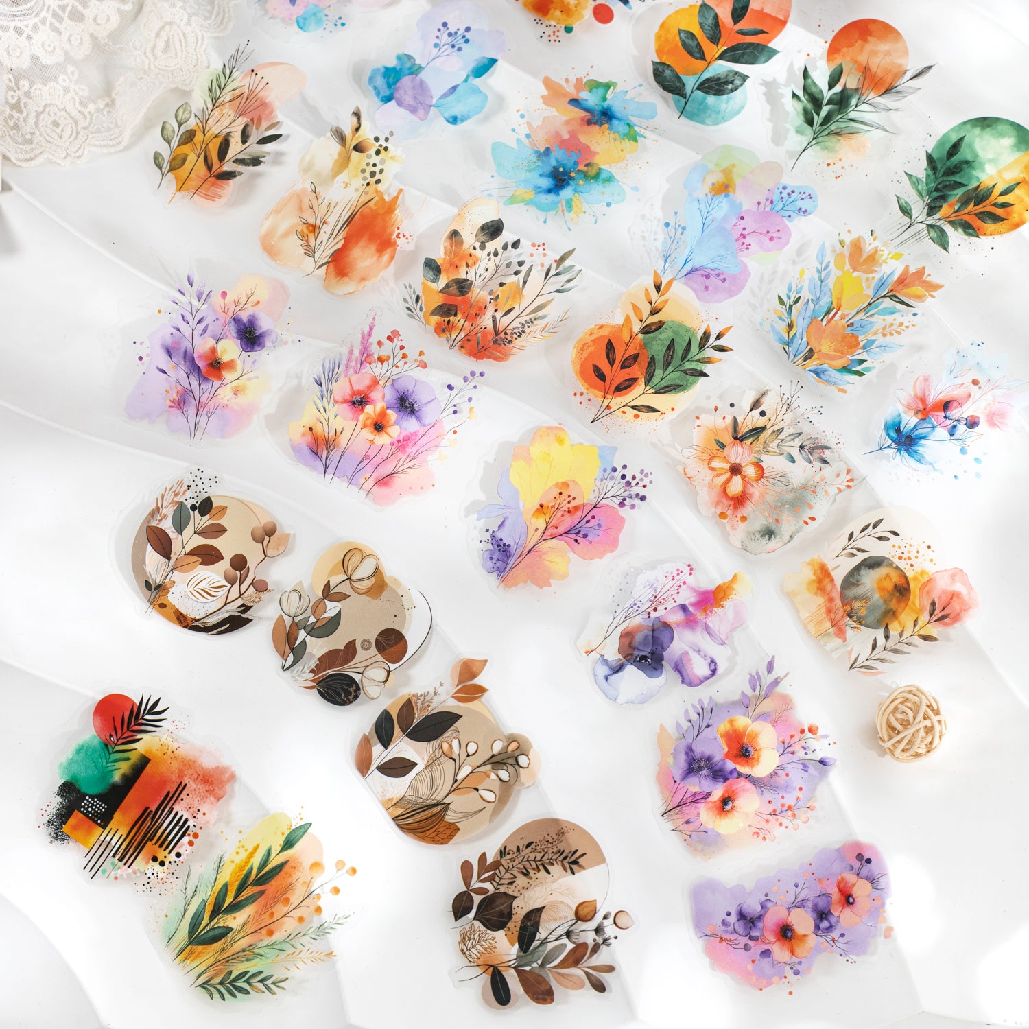 0731 Flowers and plants PET Sticker -6Pcs each pack