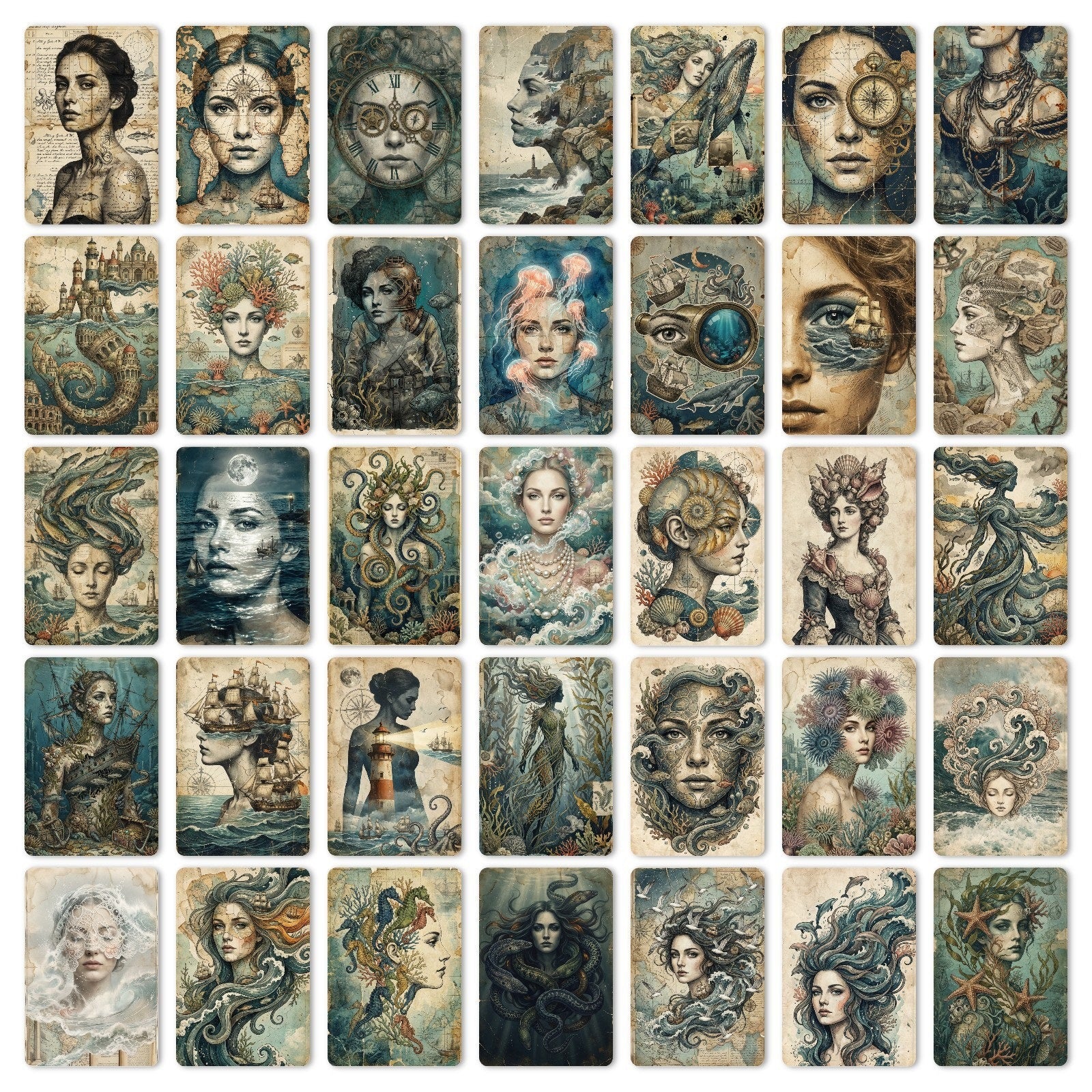 Ocean Personification Cardstock 36pcs (2.36 × 3.5 inch)