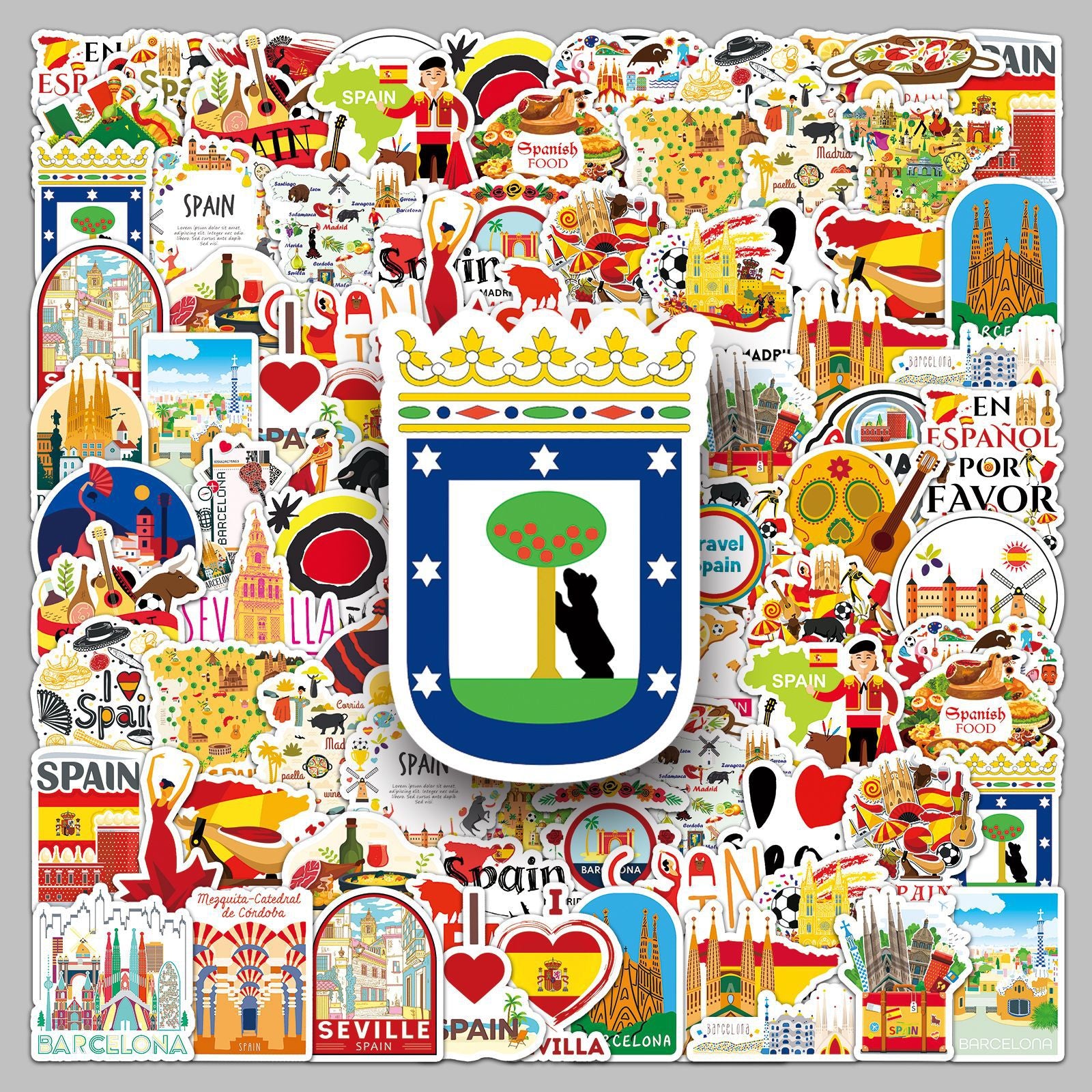 0616 50 Spain Stickers solid with white border