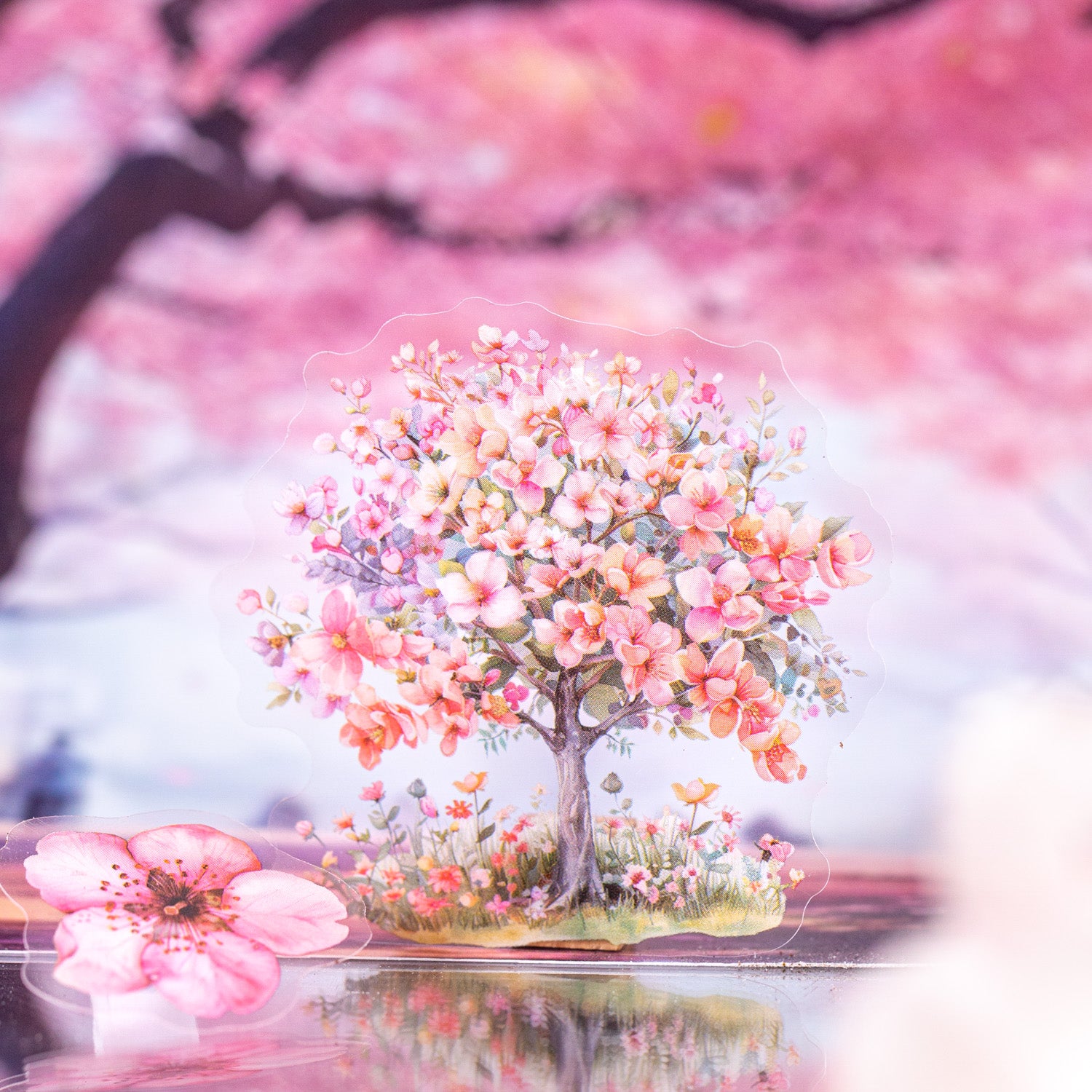 0812 Four seasons of trees PET Sticker -50Pcs each pack