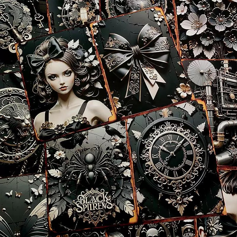 0308 A4 size gothic mechanical punk style paper 4 pcs