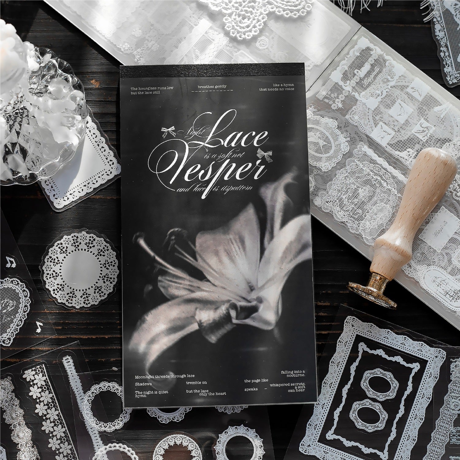 Lace Night Ode PET Sticker Book -30Pcs each pack