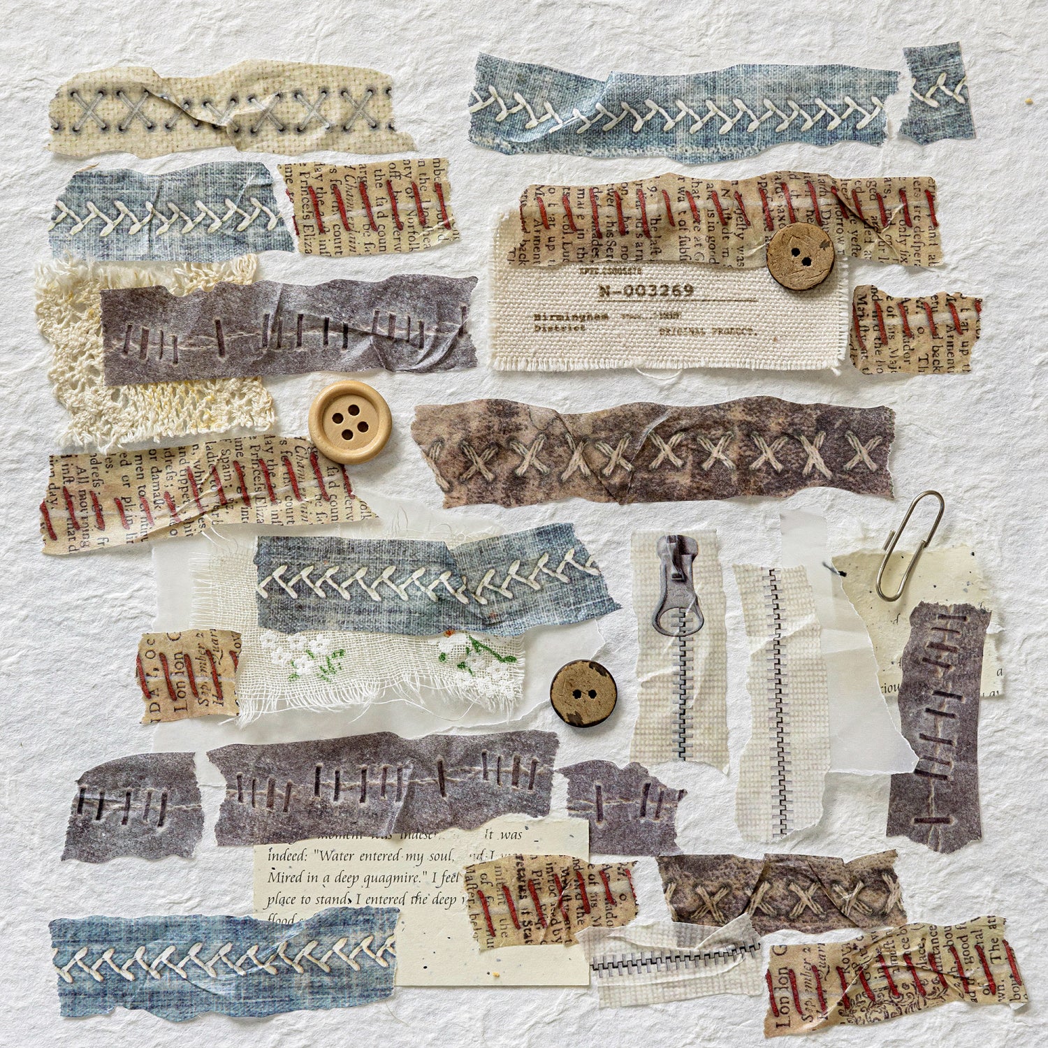 1025 Ripped edge sewing Washi tape -2cm*2m