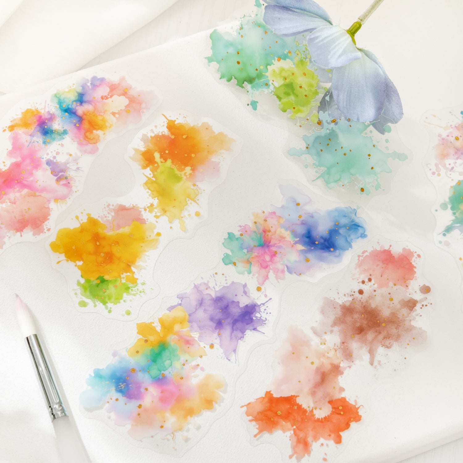 0331 Watercolor canvas Series PET Sticker -10Pcs each pack
