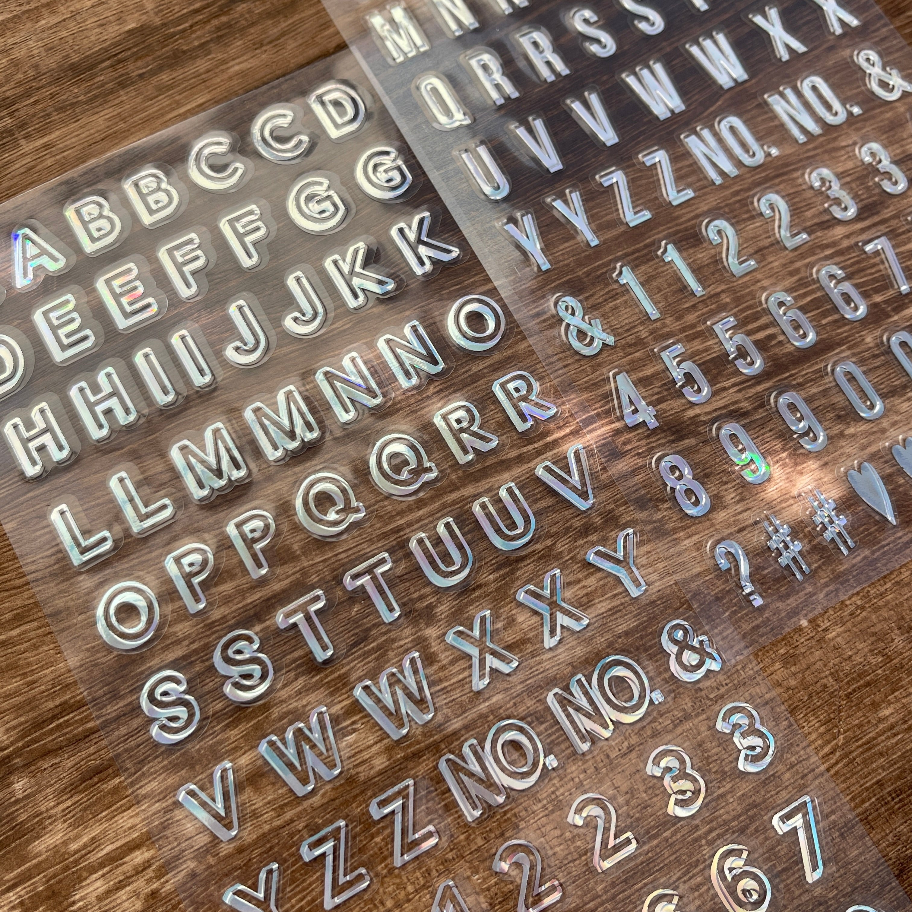 Laser letters and numbers sticker -1Pcs each pack