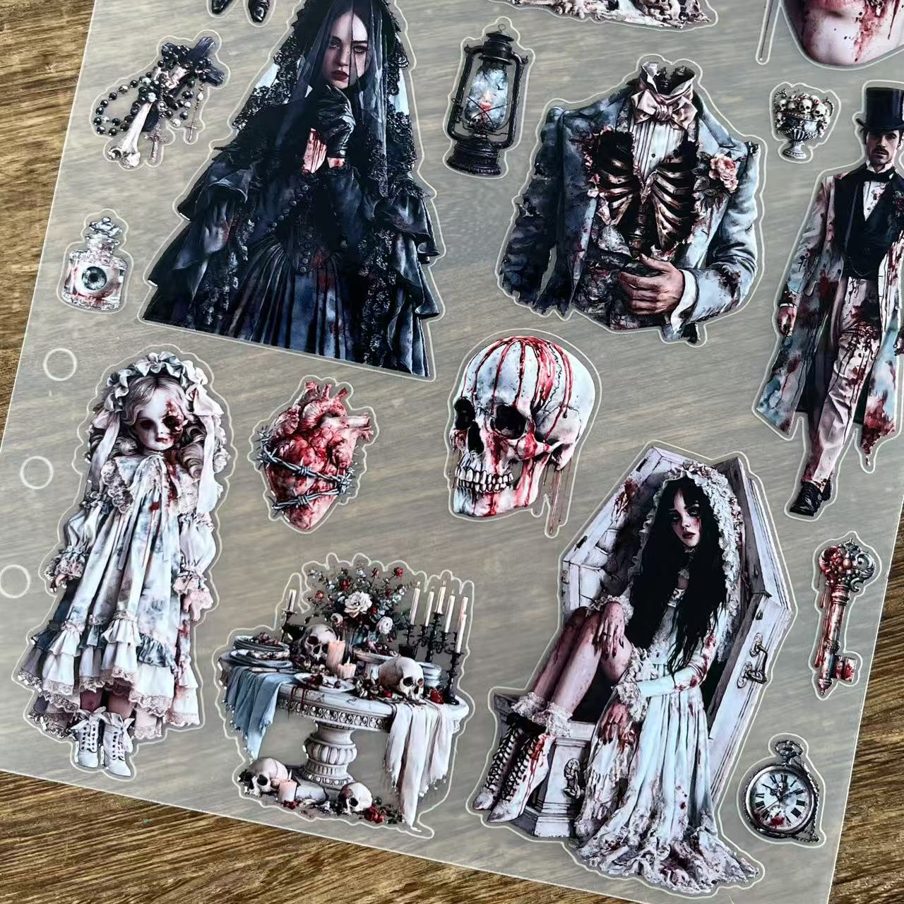 3D Horror Figures (B) PET Sticker 1 Pcs