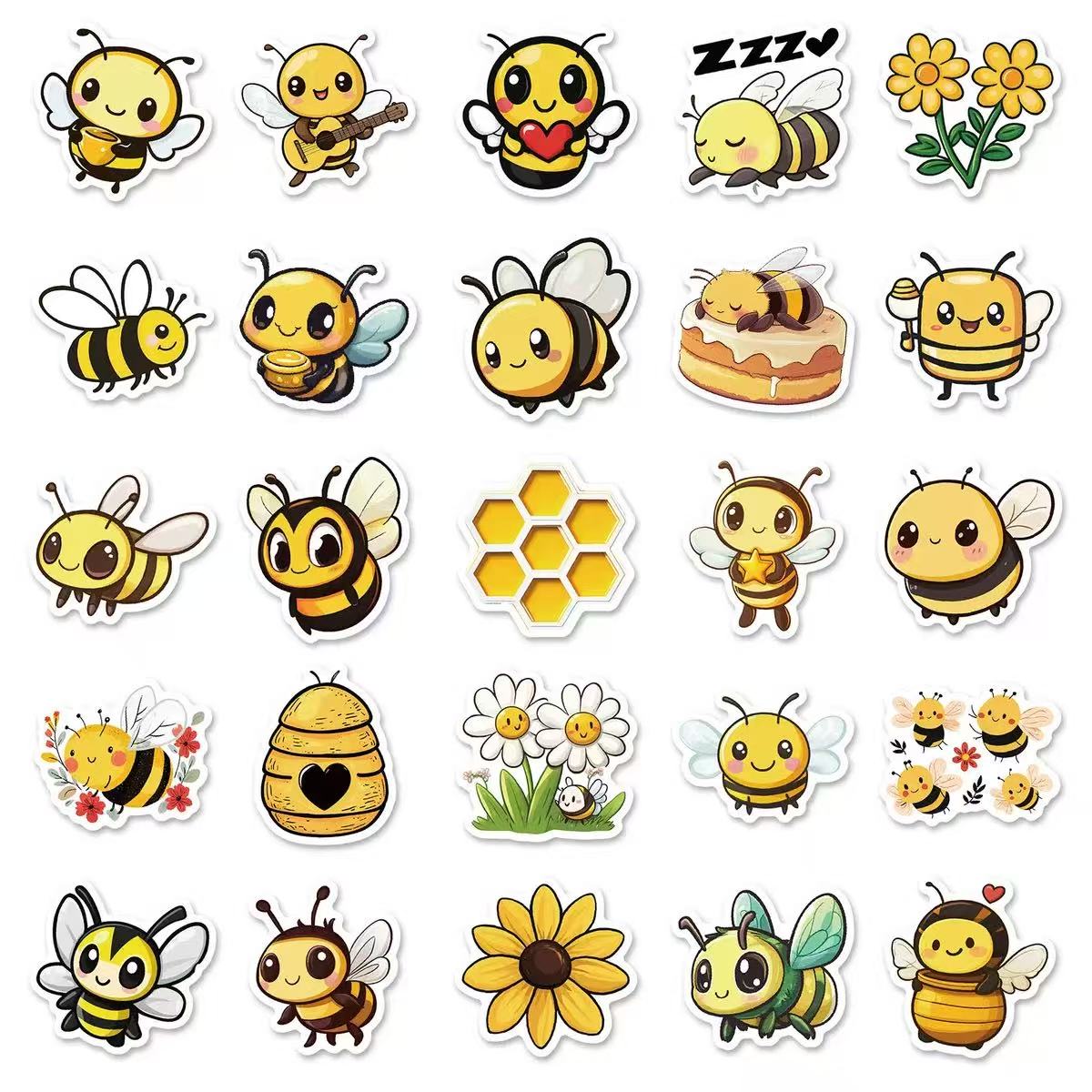 0612 50 Bees and honey Stickers solid with white border
