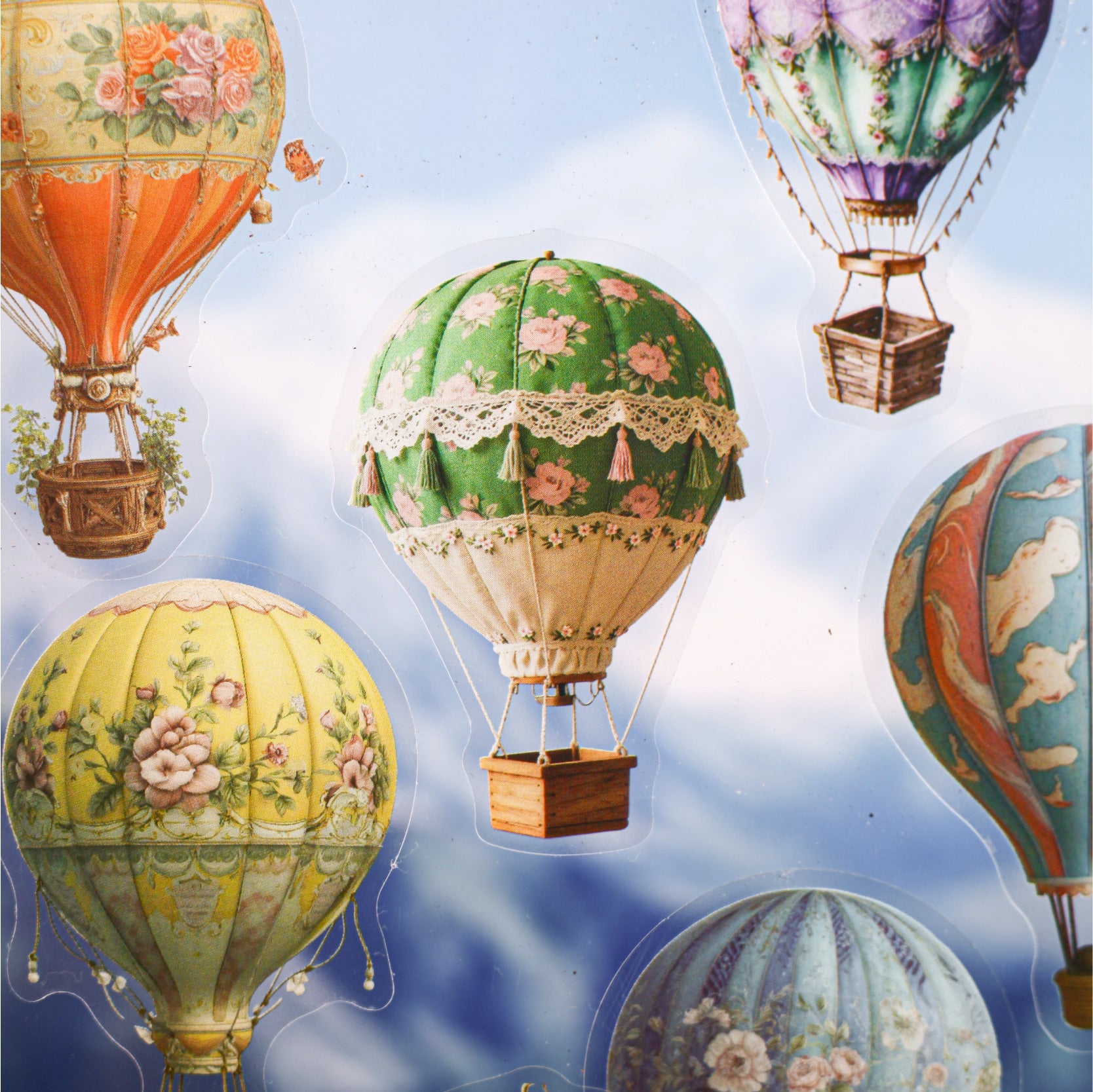 Hot air balloon PET sticker -20Pcs each pack