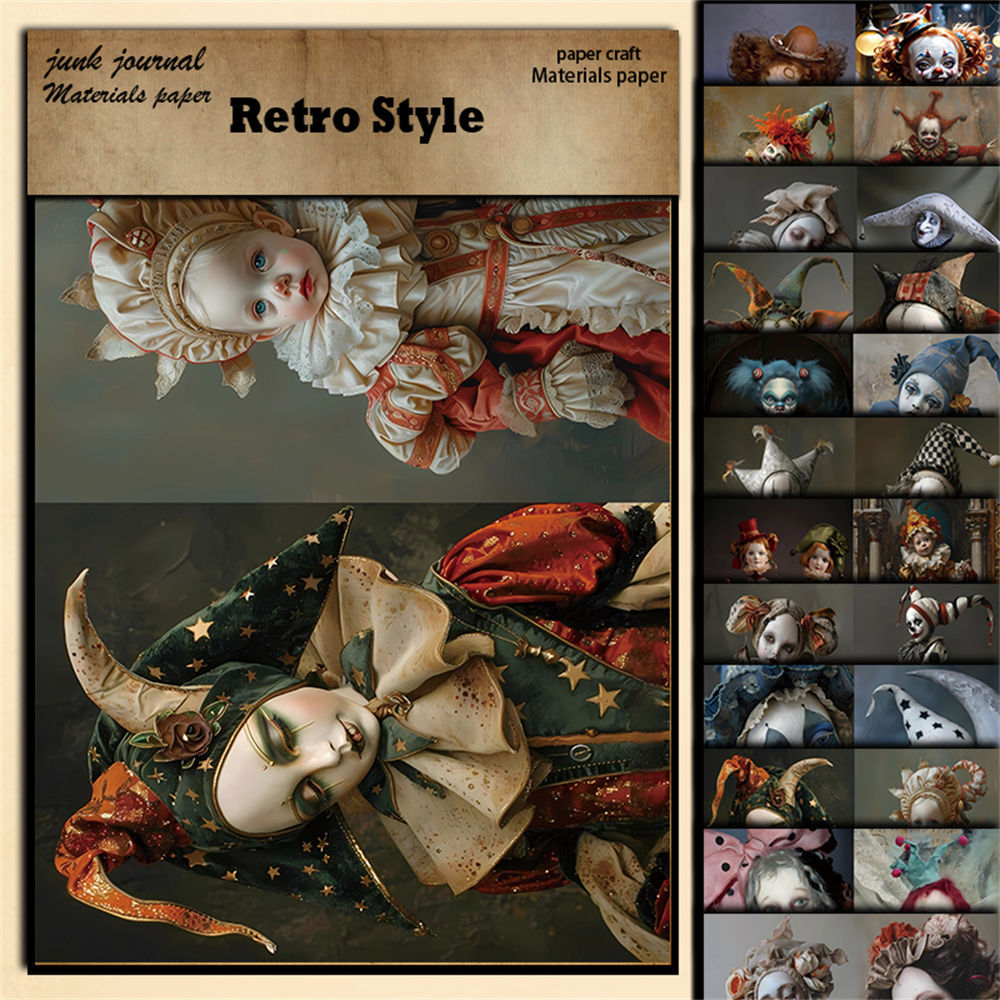 260227 Vintage Clown Background Paper -12Pcs each pack