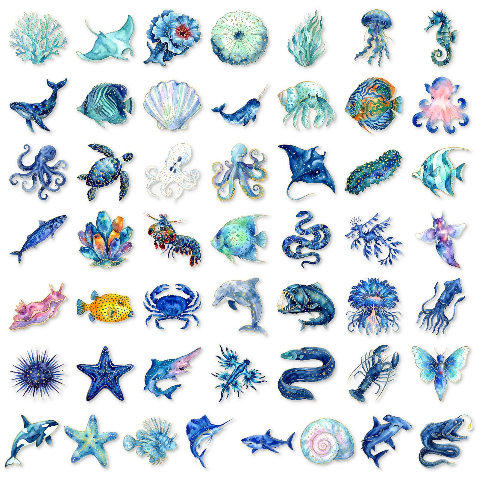 50 Marine life PET Sticker