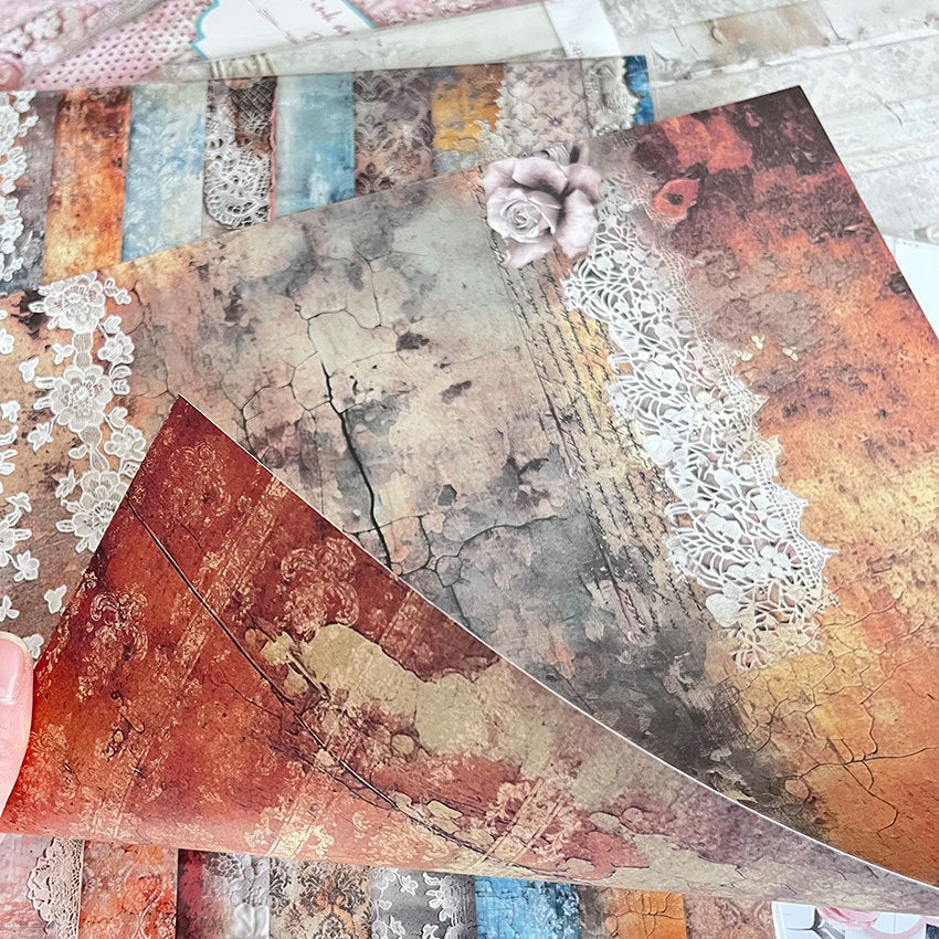 0515 Vintage Scrapbook Paper 12×12 inch -24 Sheets Double-Sided printed