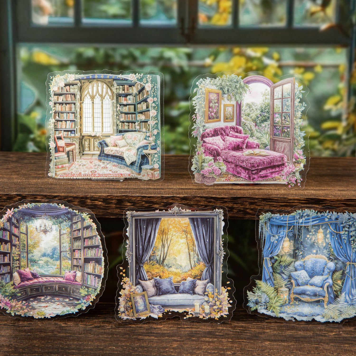 0404 Reading corner by the window Series PET Sticker -10Pcs each pack
