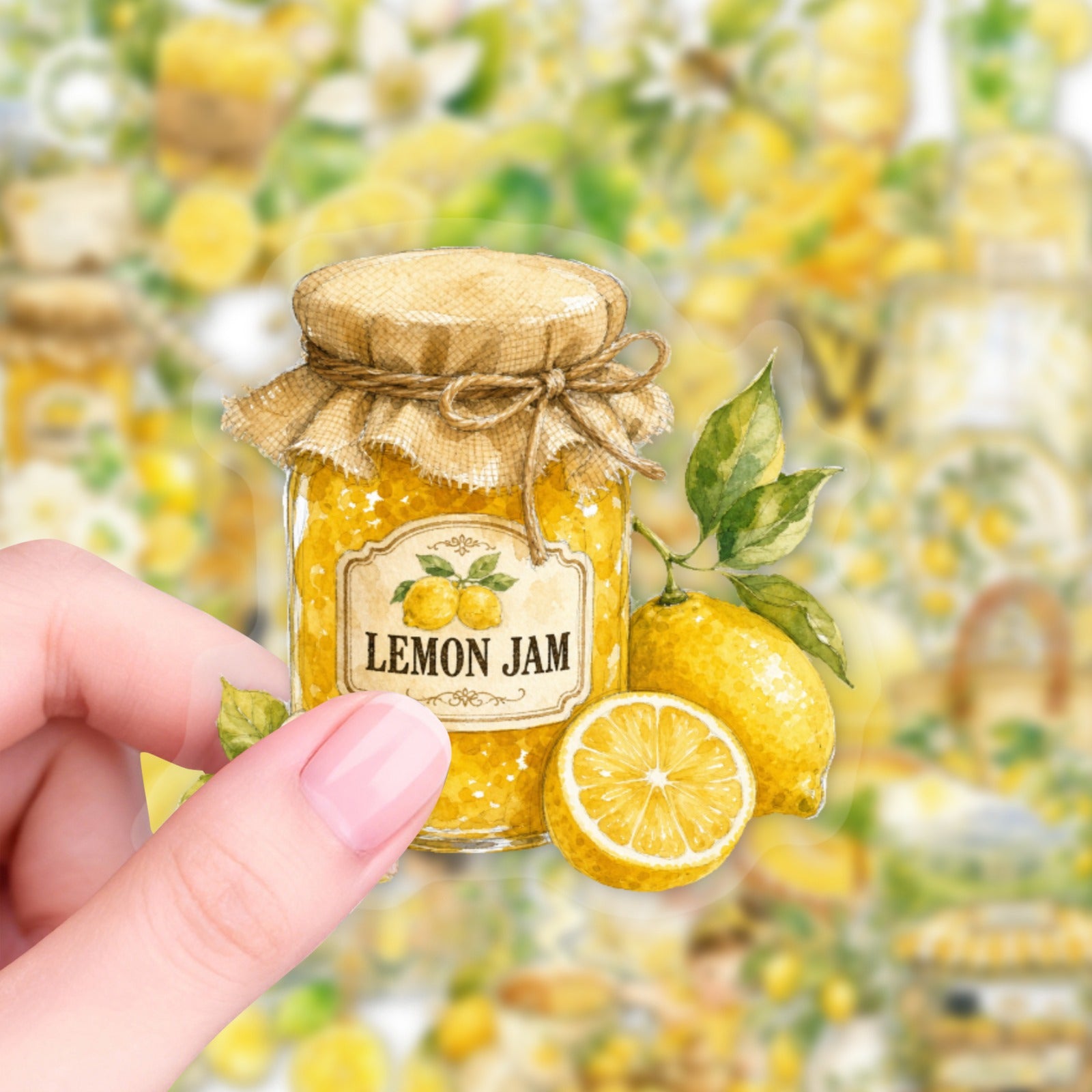 50 Watercolor lemon PET Stickers