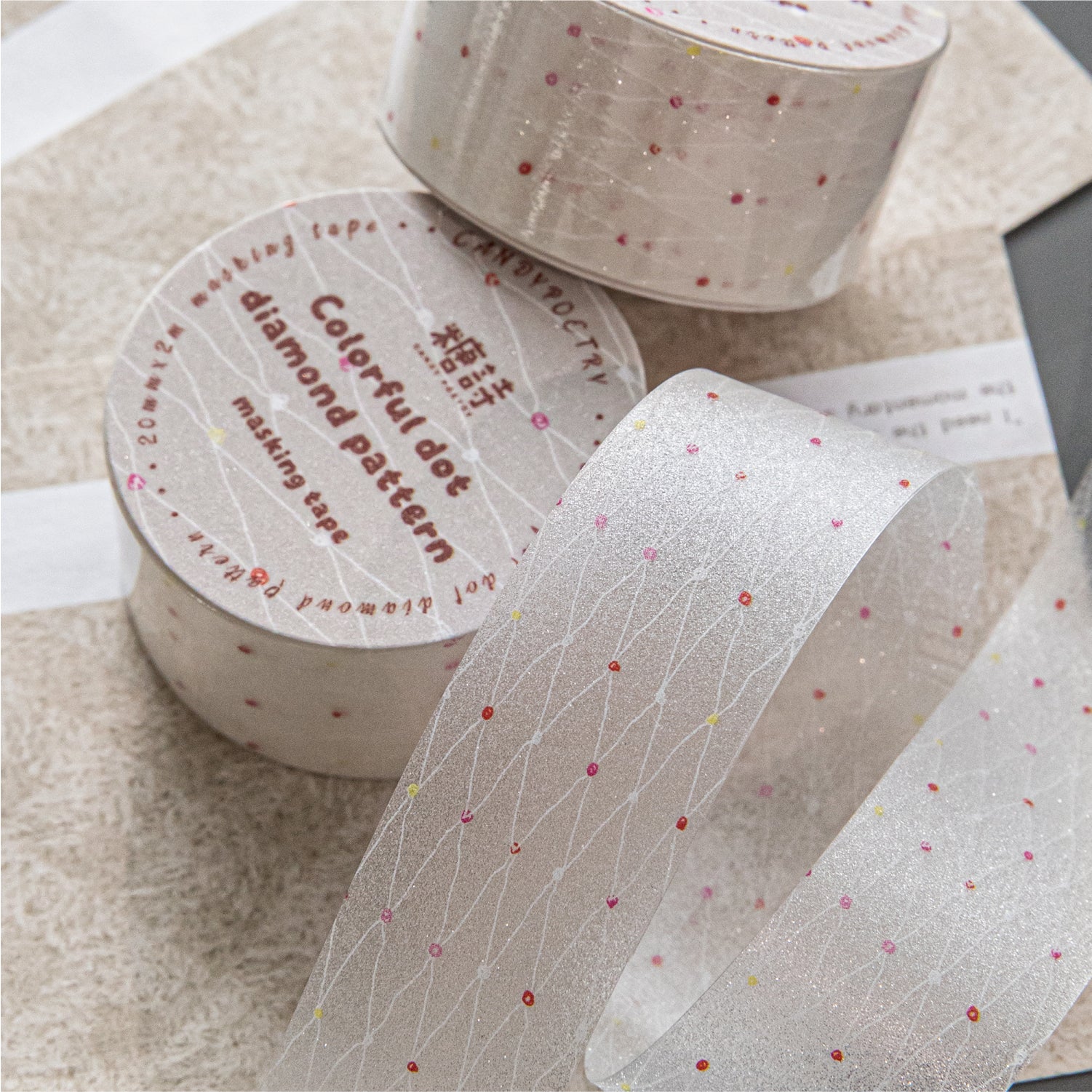 1031 Transparent flash sand PET tape -2cm*2m