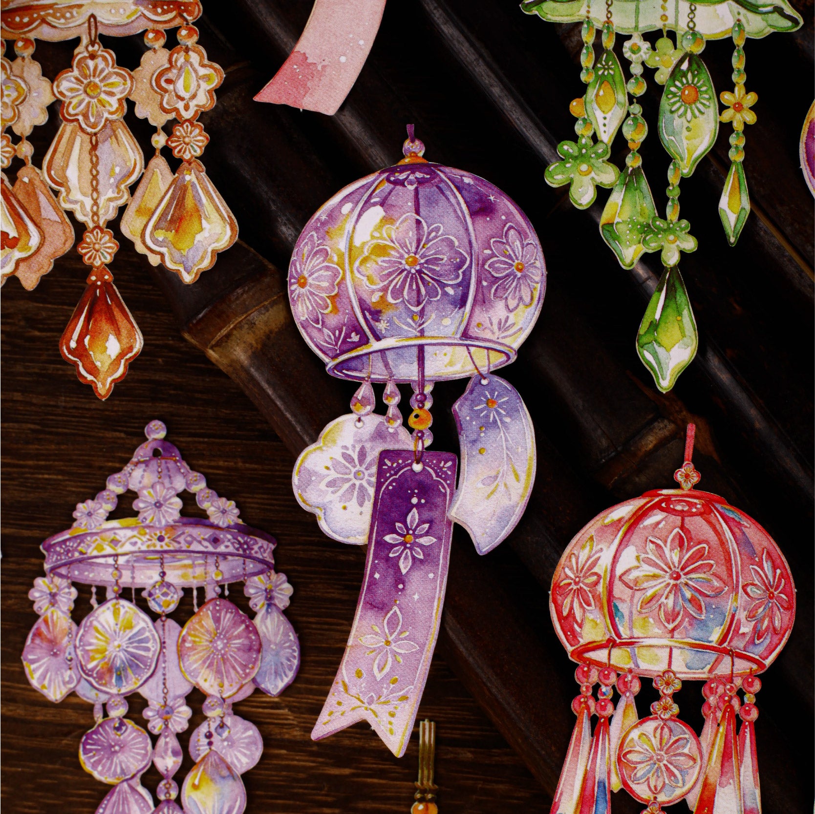 Vintage Wind Chime Collection Cardstock Stickers -15Pcs each pack