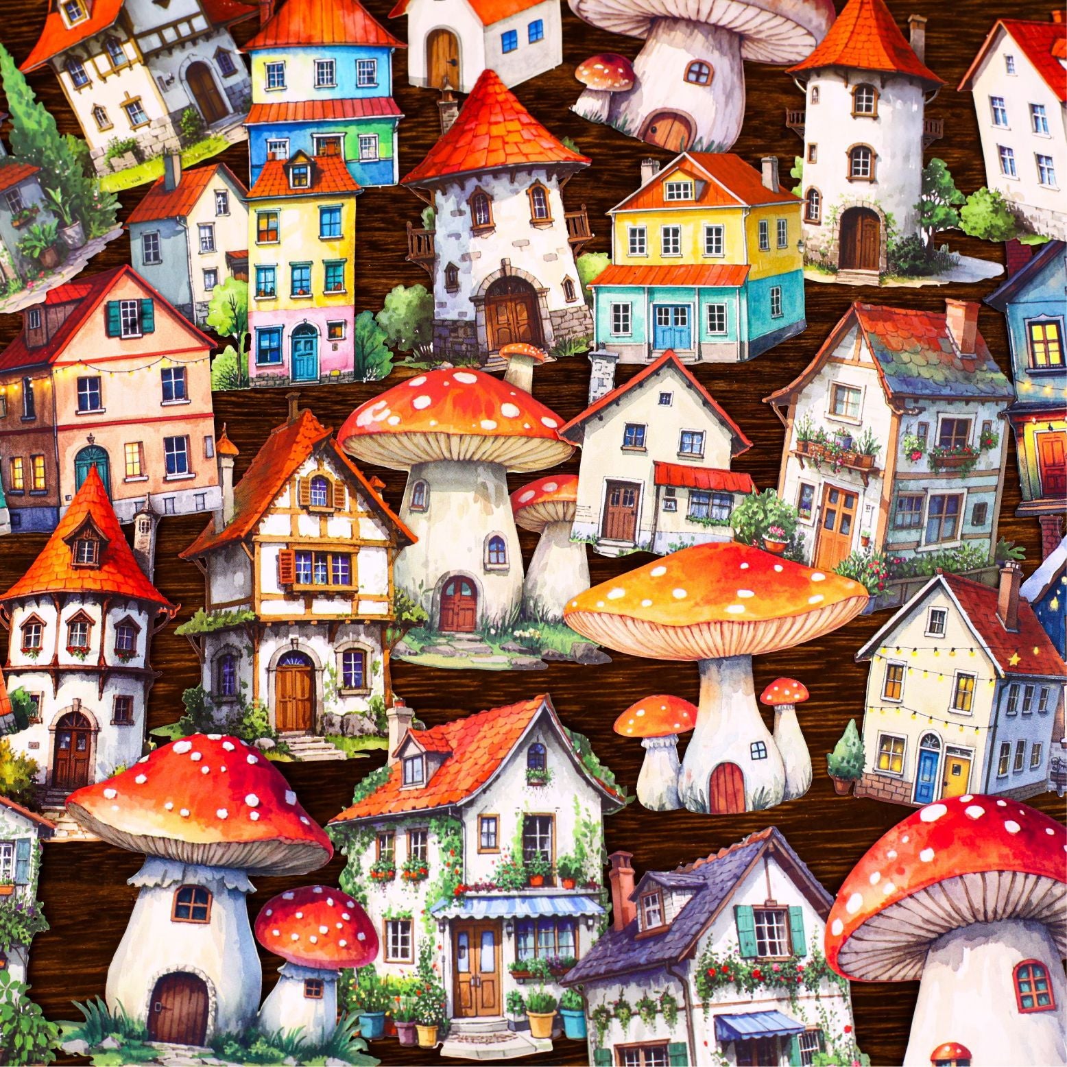 0326 Fairytale house Series cardstock Sticker -10Pcs each pack
