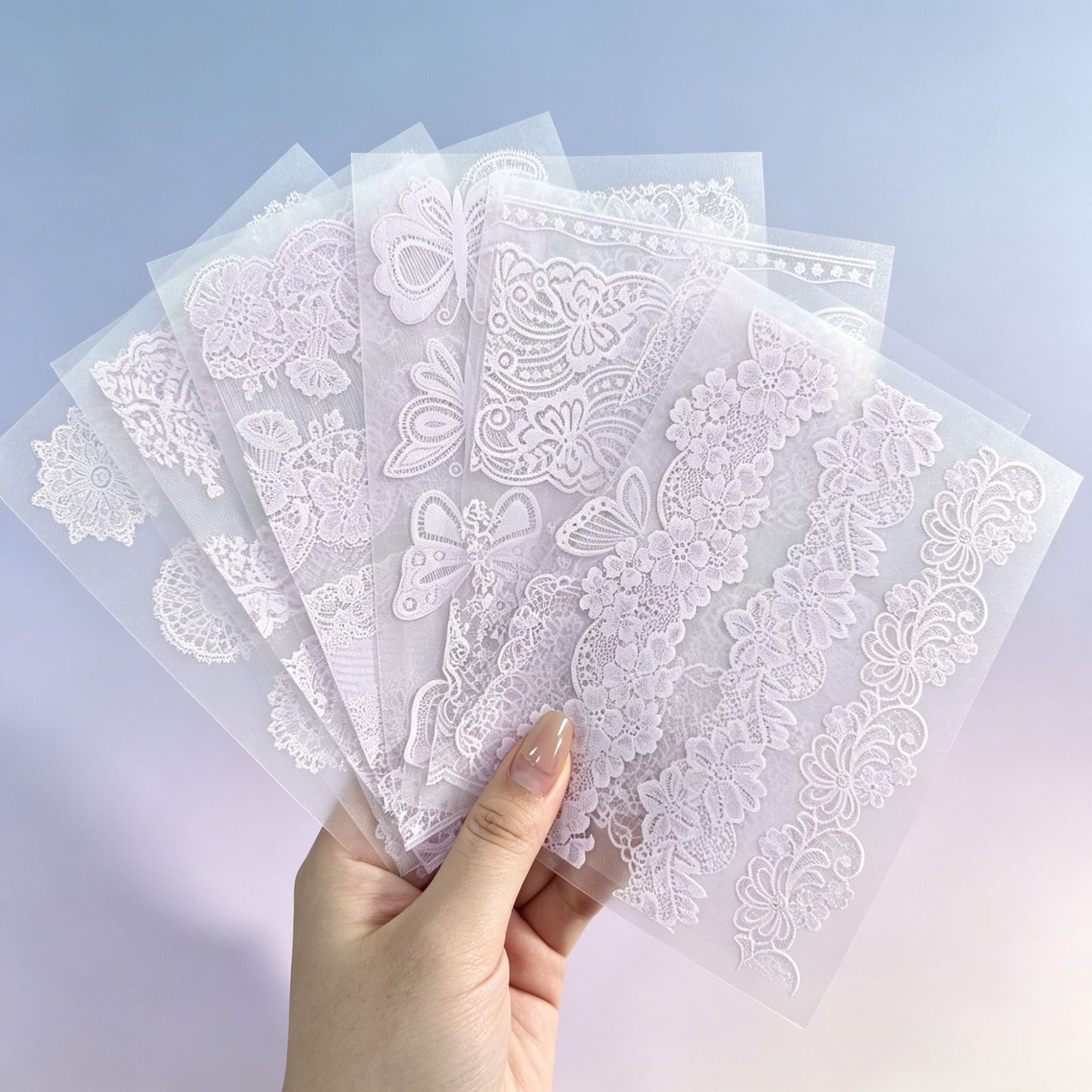 Pink lace stickers, 7 sheets per pack, 14.8*10.5cm
