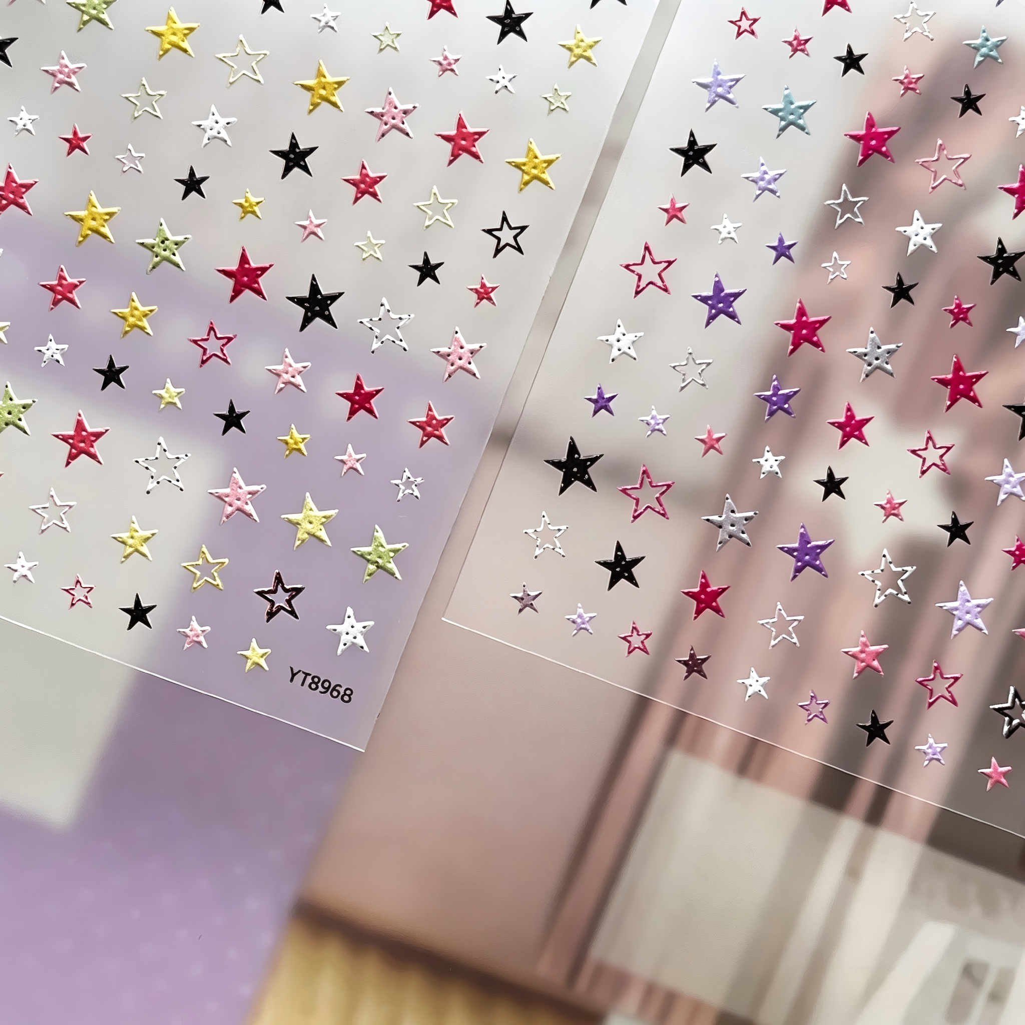 M314- Colorful Stars Embossed Mini sticker 1 Pcs