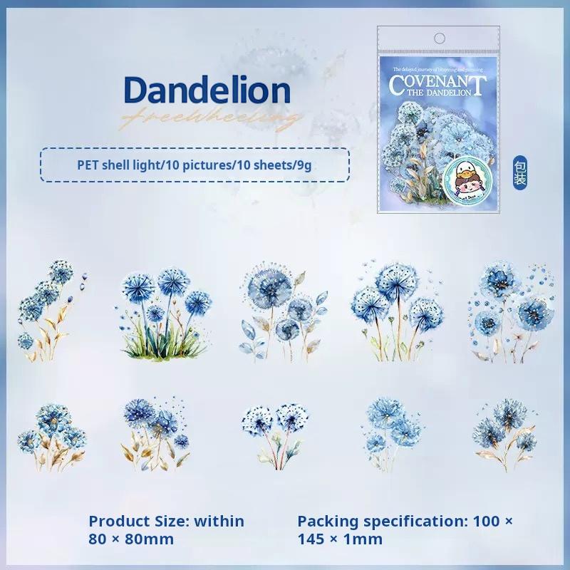 0808 Dandelion PET Sticker -10Pcs each pack