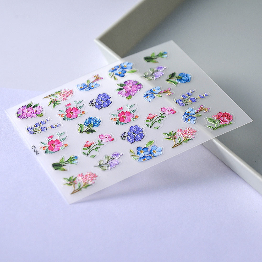 0920 M220- Colorful flower Embossed Mini sticker 1 Pcs