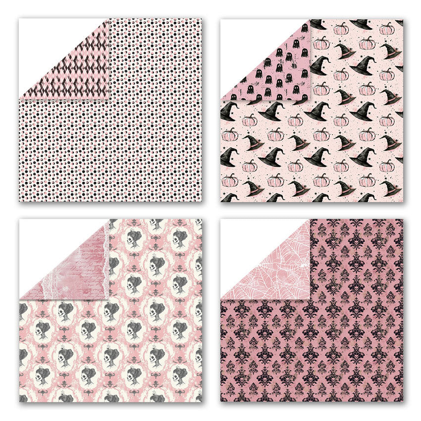 0809 Pink Halloween double-sided pattern background paper 12 inch