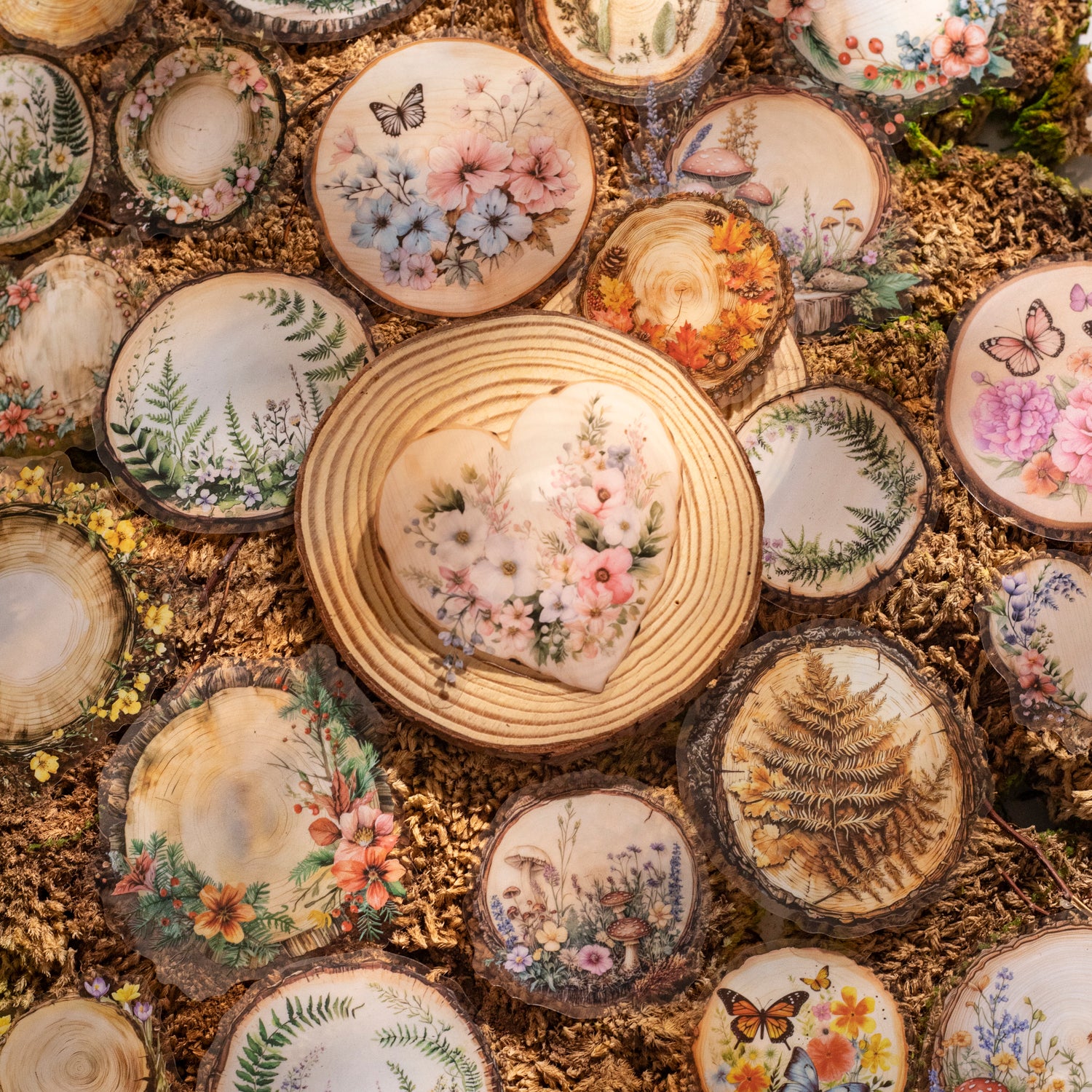 0529 Wood pile and plants PET Sticker -10Pcs each pack