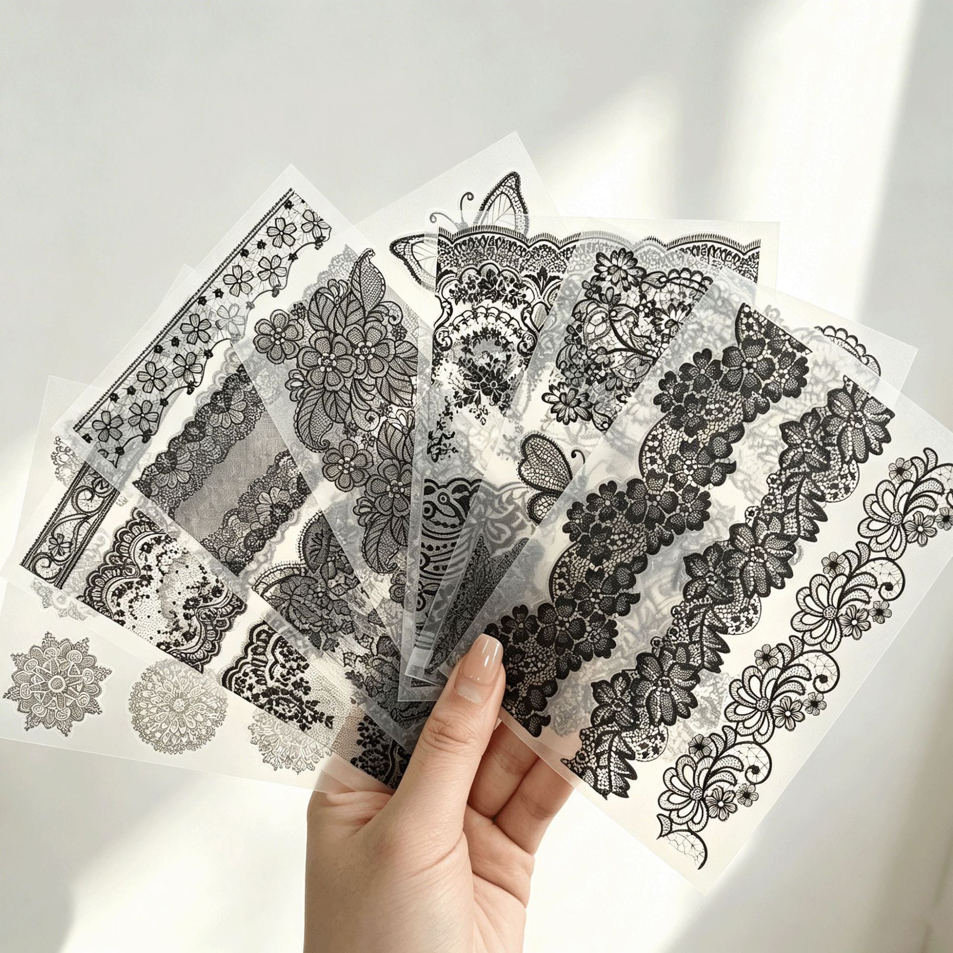 Black lace stickers, 7 sheets per pack, 14.8*10.5cm
