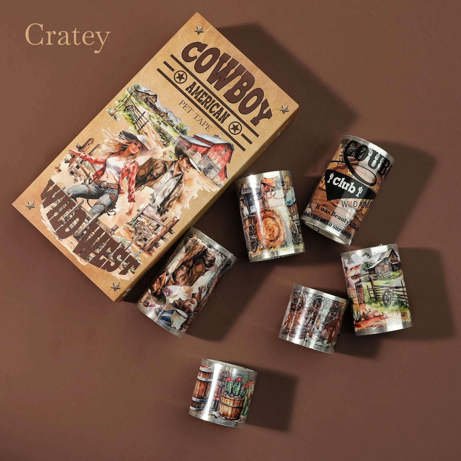 0508 Cowboy PET precut tape set 6 rolls *pre-cut