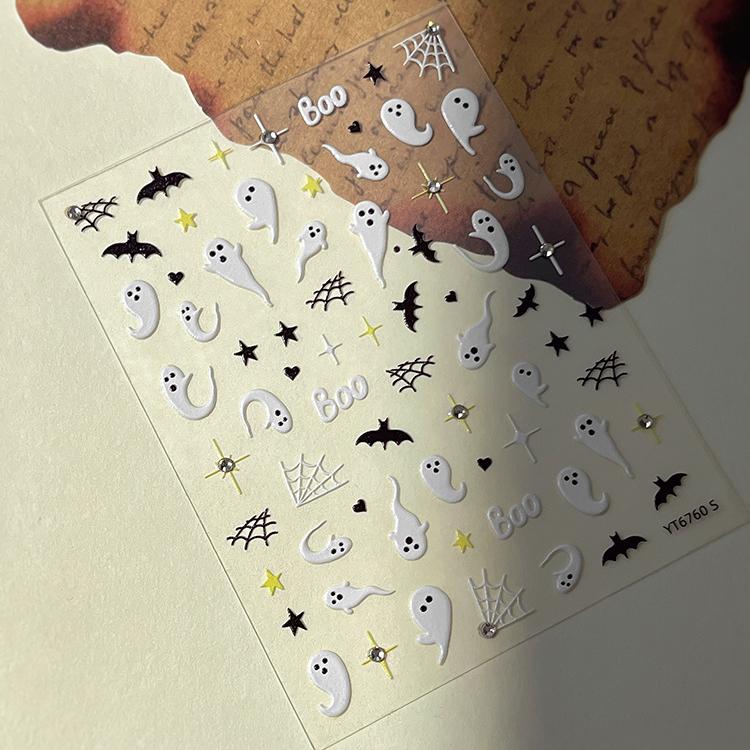 1028 M253- Halloween ghost Embossed Mini sticker 1 Pcs