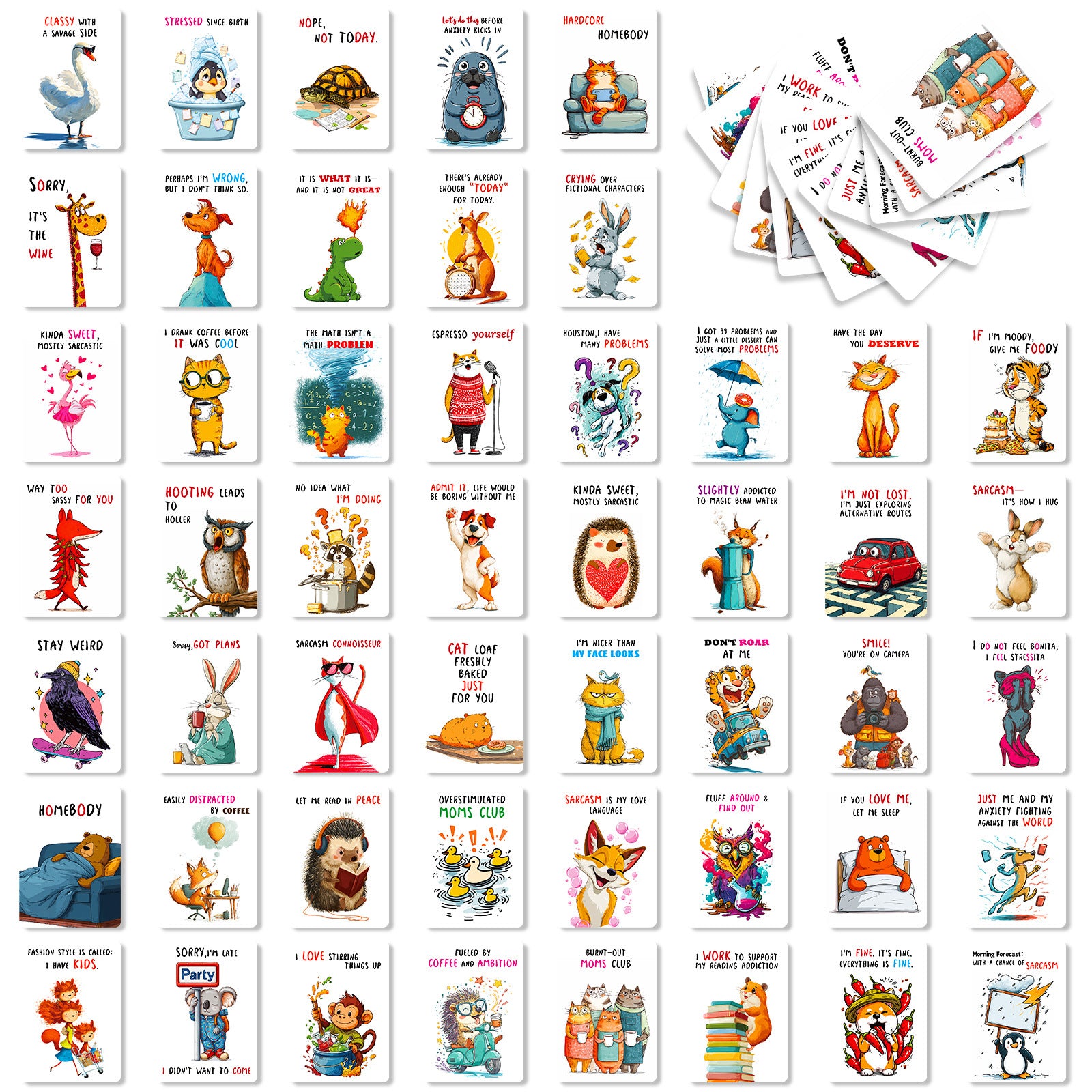 0814 Animal Humor Text Cards ATC card 50pcs