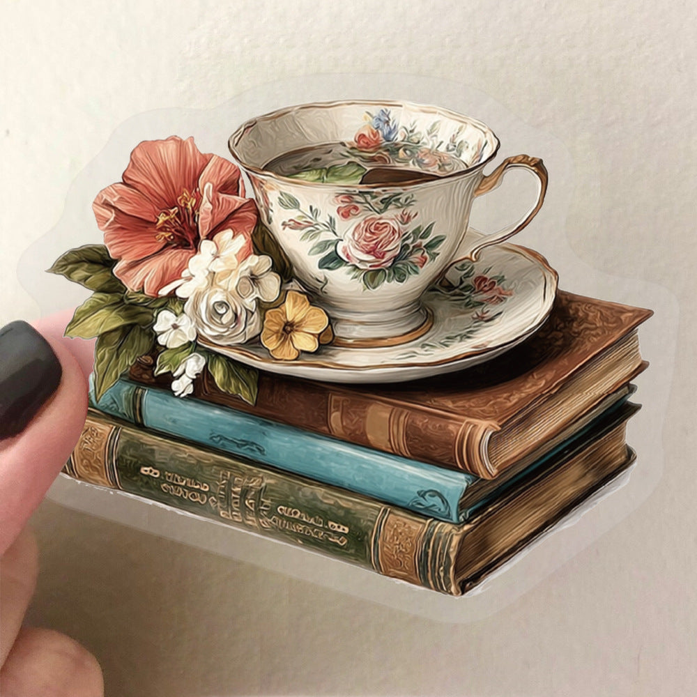 50 Vintage coffee books PET sticker