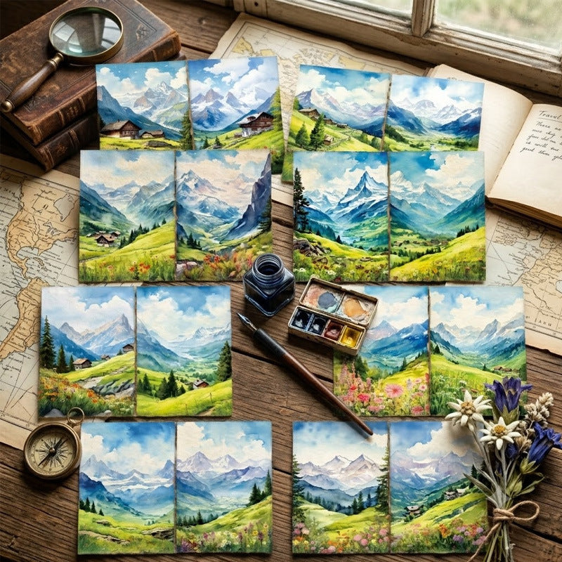 A5 Rural Wilderness Scenery Background Paper -8Pcs each pack