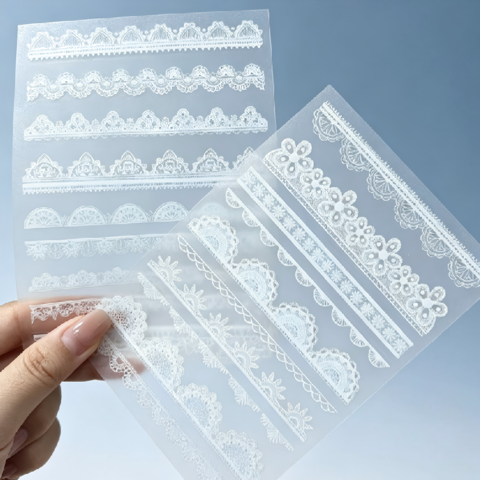 White lace stickers, 7 sheets per pack, 14.8*10.5cm