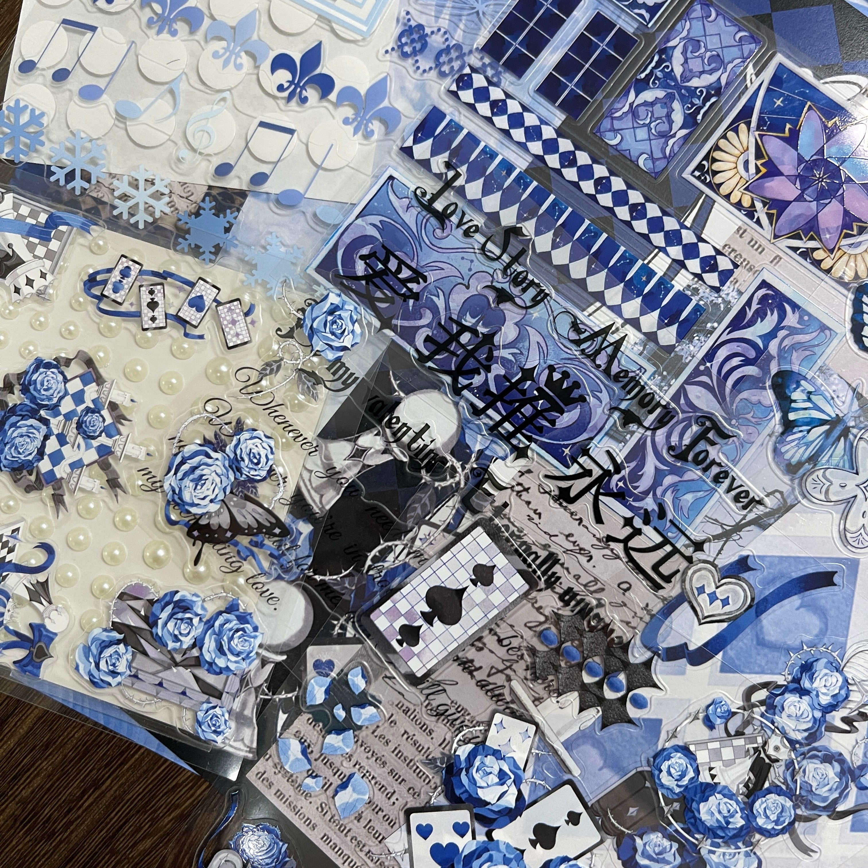 260202 Deep Blue Love Song Mixed pack journaling ephemera -43Pcs each pack