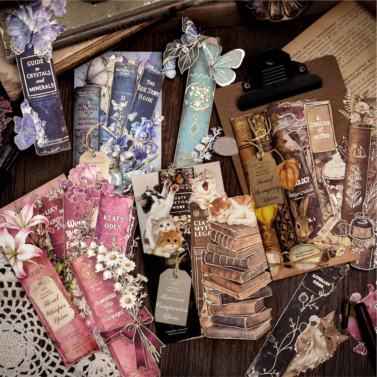 Book Spine Vignettes cardstock sticker -10Pcs each pack