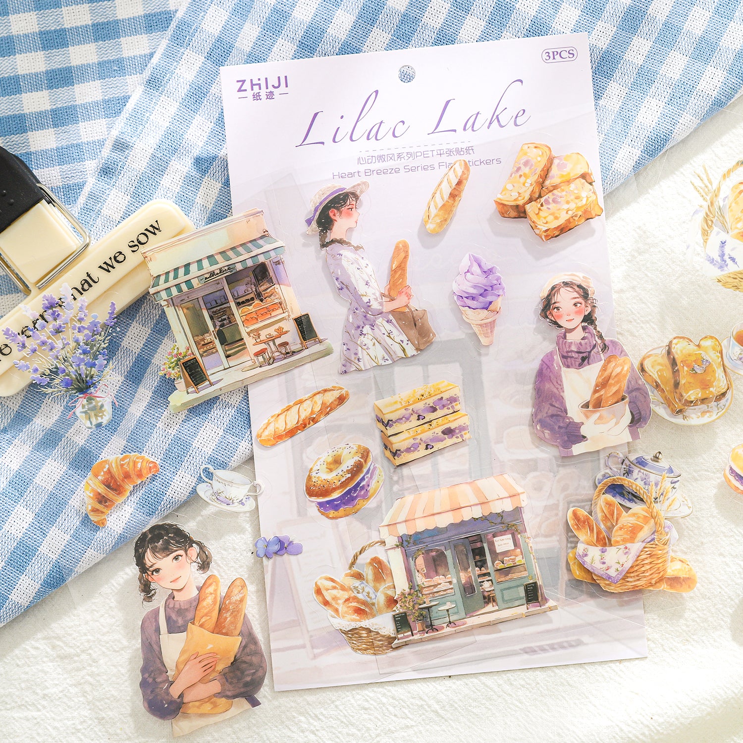 0314 Heart breeze Series flat Sticker -3Pcs each pack