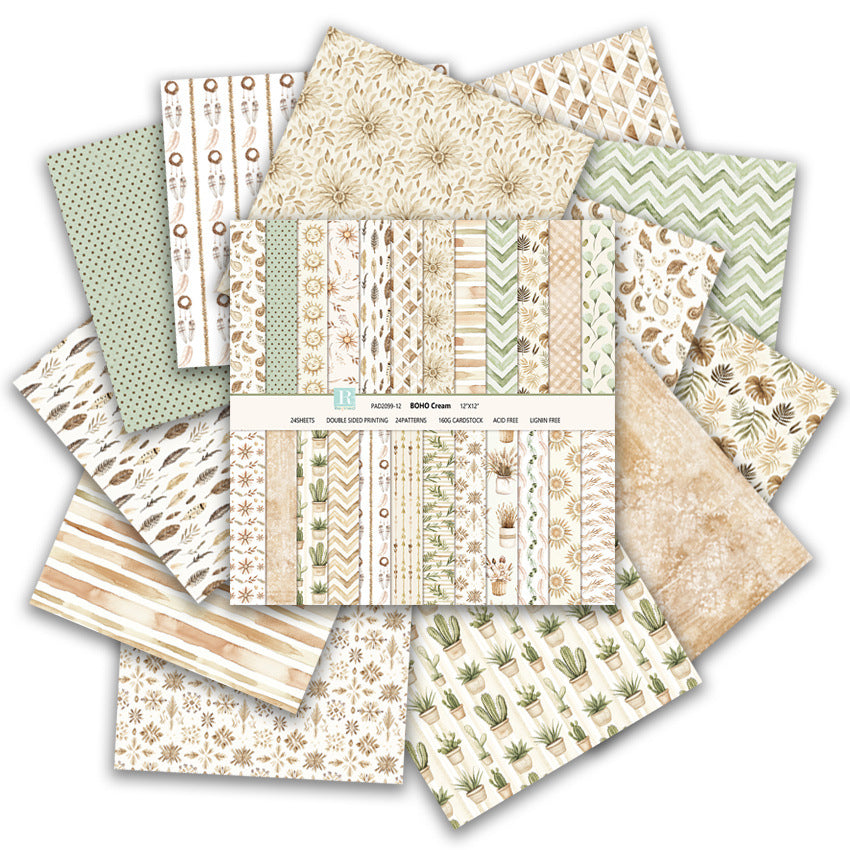 Bohemian double-sided pattern background paper 12 inch