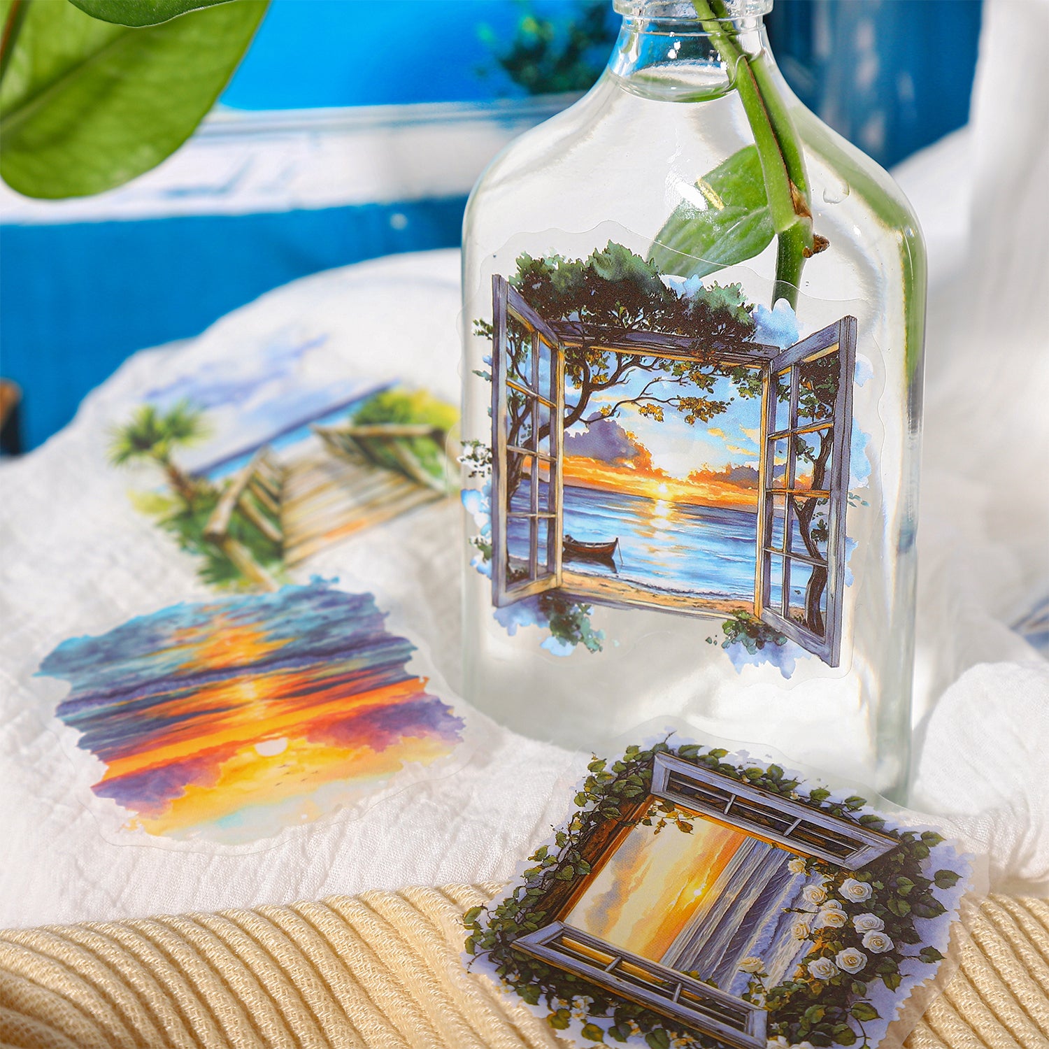 0803 Scenery outside the window PET Sticker -15Pcs each pack