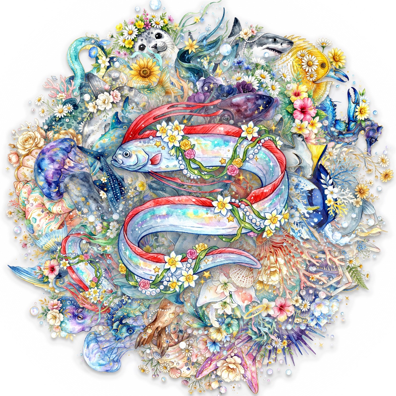260506 50 Floral Marine Life PET Sticker