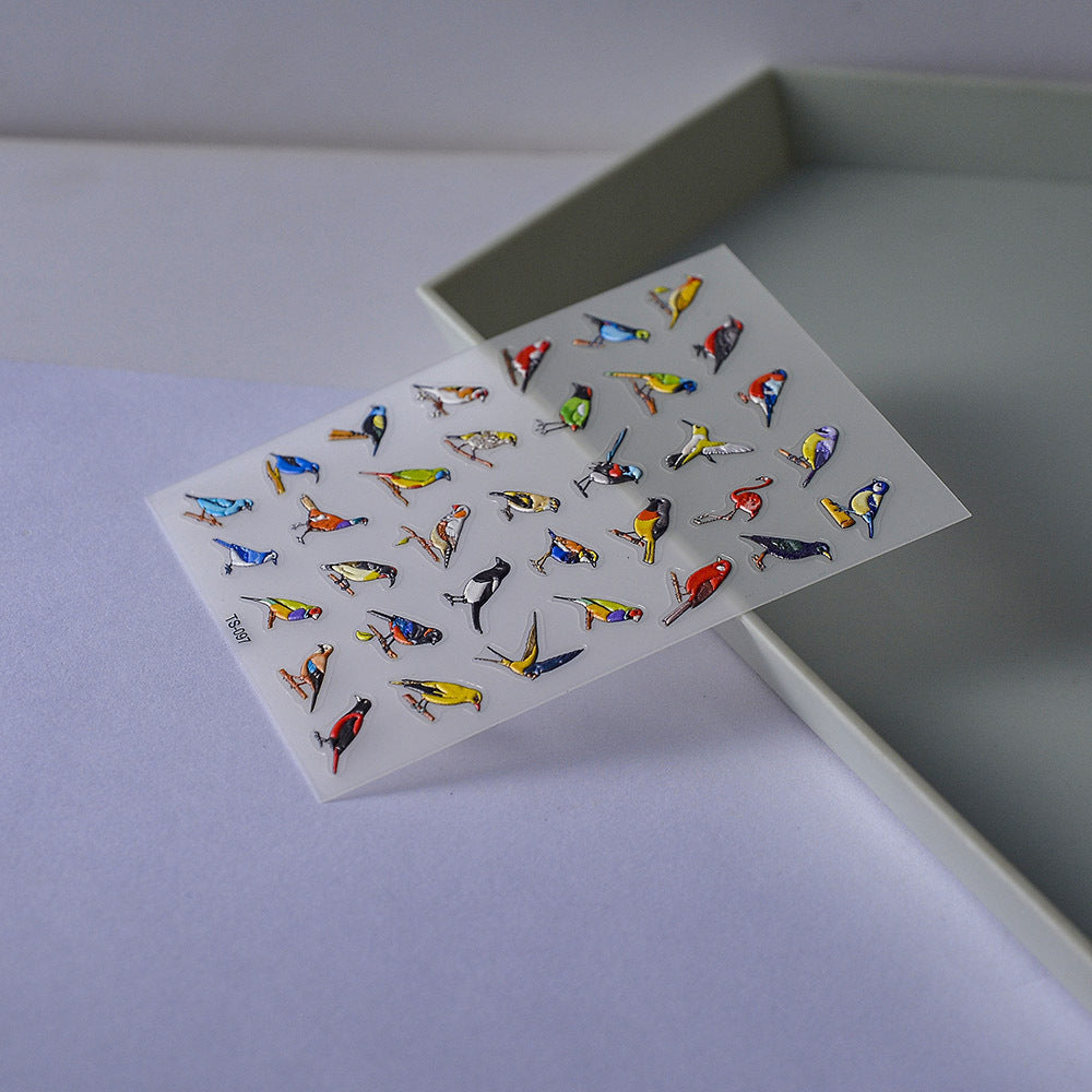 M312- Cute Little Birds Mini Embossed sticker 1 Pcs