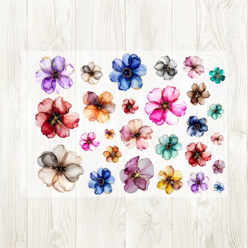 A4 Flower matte PET pre-cut large sticker 1 pack 2 sheets