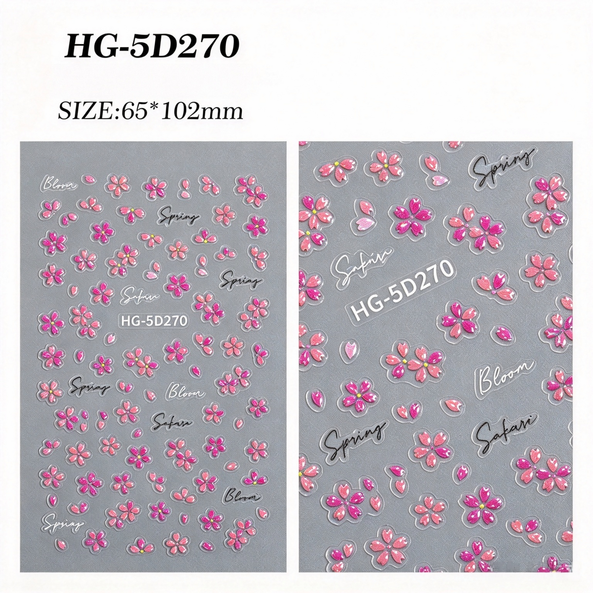 M346- Spring Pink Small Flowers Embossed Mini sticker 1 Pcs